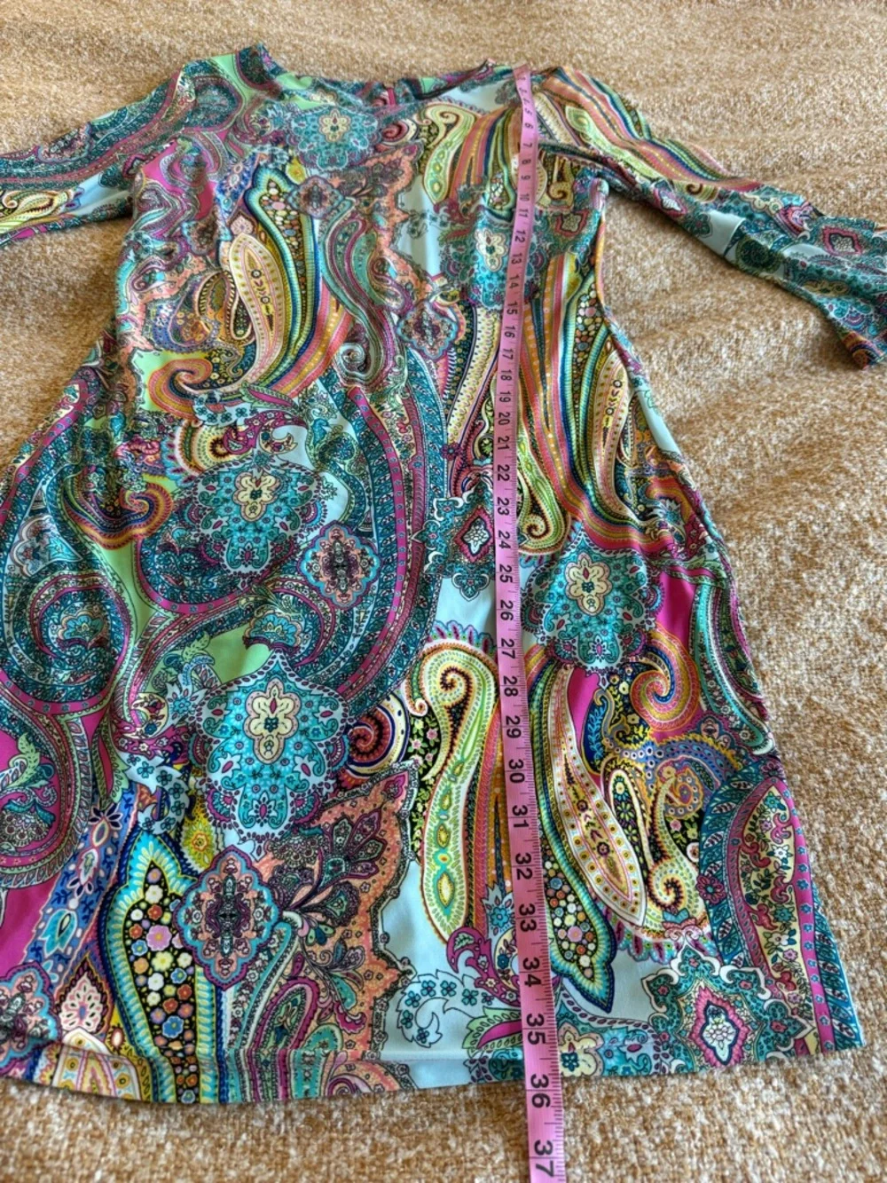 Tommy Hilfiger Paisley Shift Dress Bell Sleeve Groovy GoGo Funky Colorful Size 8